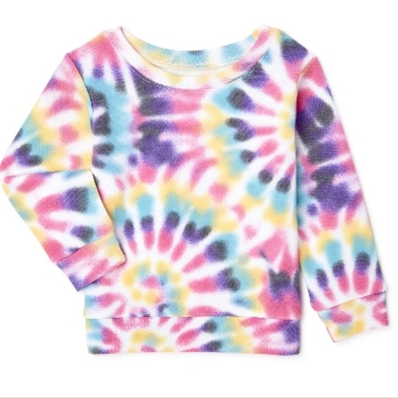 Garanimals Baby Girls Tie Dye Swirl Print Long Sleeve Fleece Top, 6/9M - Picture 1 of 12
